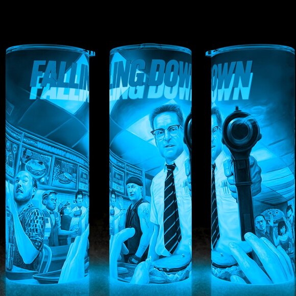 Glow in the Dark Falling Down 90s Michael Douglas Painting Cup Mug Tumbler 20oz - Picture 1 of 4